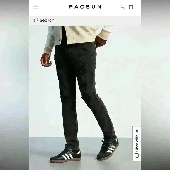 Pacsun Skinny Stretch Denim Jeans Mens 32X30 Black Y2K Grunge Punk distressed - Picture 5 of 14